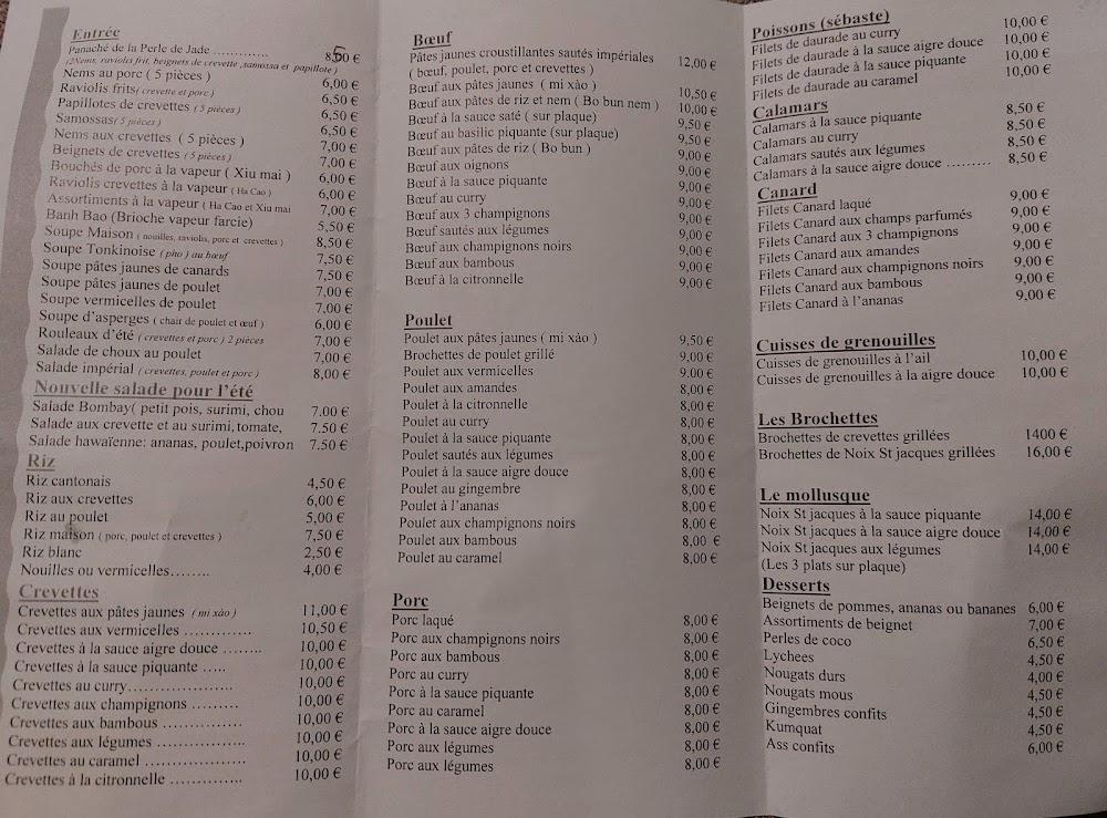 La Perle de Jade - Menu Image 1